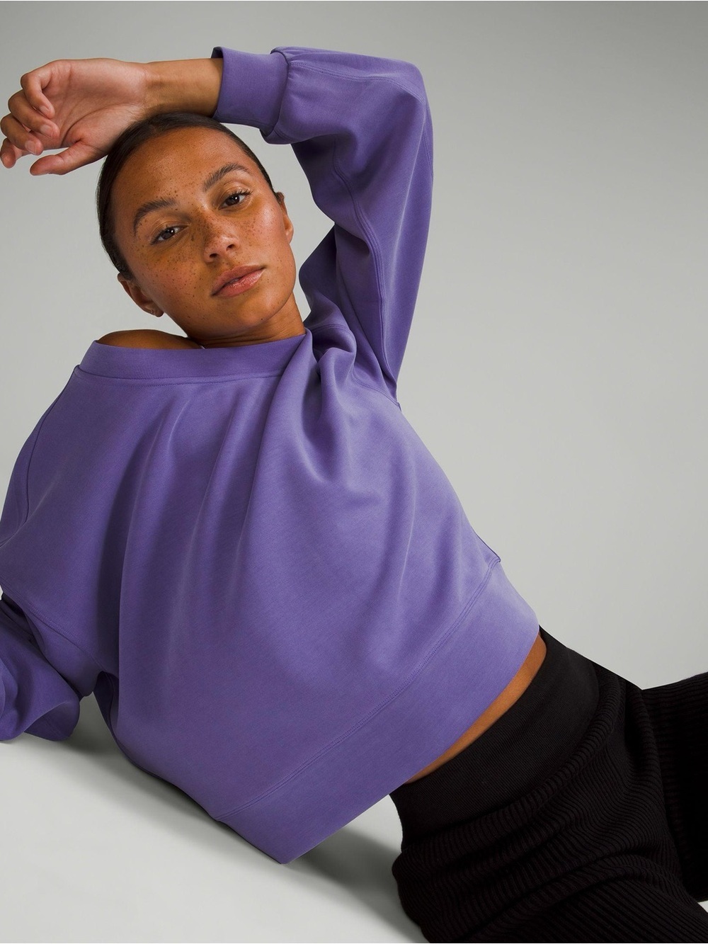 Lululemon Softstreme Perfectly Oversized Cropped Crew Pullover Purple Women’s 12